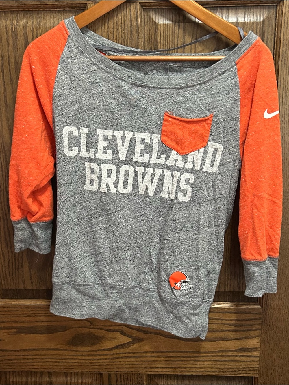 NFL Cleveland Browns Kids Raglan Tee - Gray & Orange